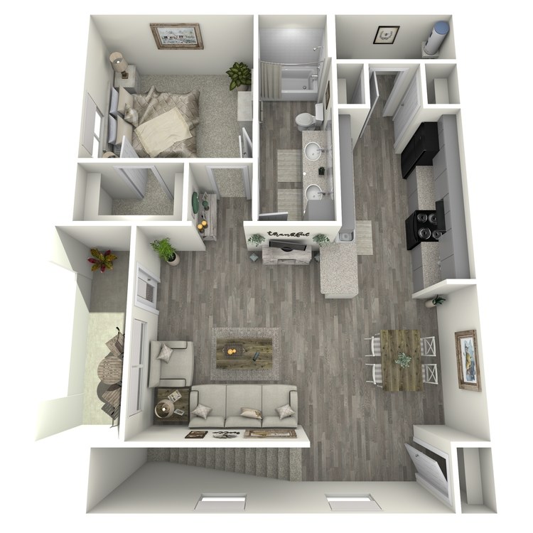 Floor plan image of 1 Bed 1 Bath A3-U
