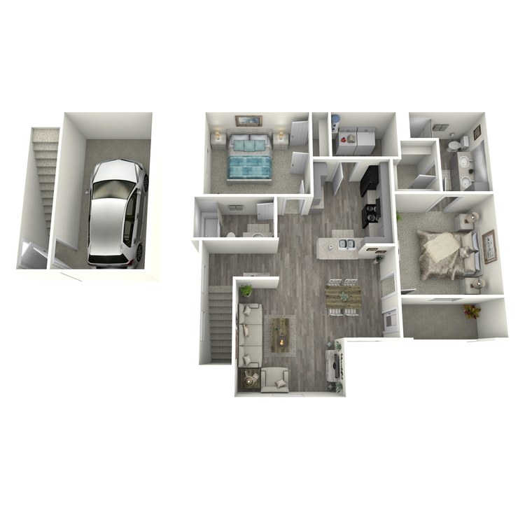 Floor plan image of 2 Bed 2 Bath B1-U