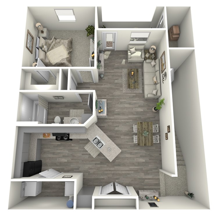 Floor plan image of 1 Bed 1 Bath A2-U