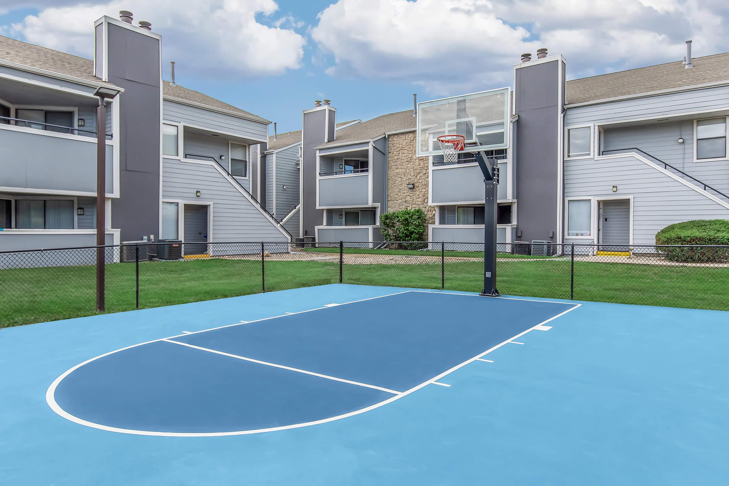 a house on a basketball court