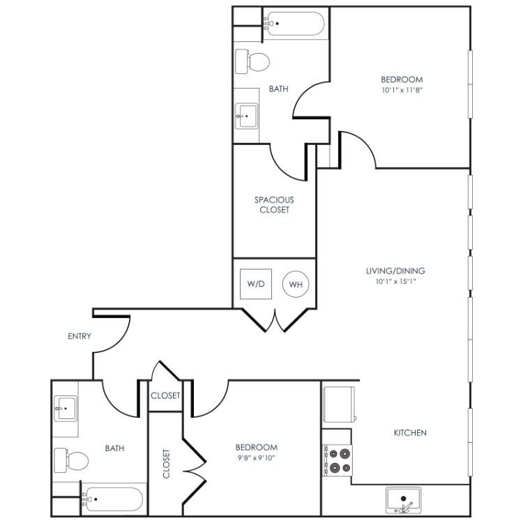 2 Bedroom 22B floor plan