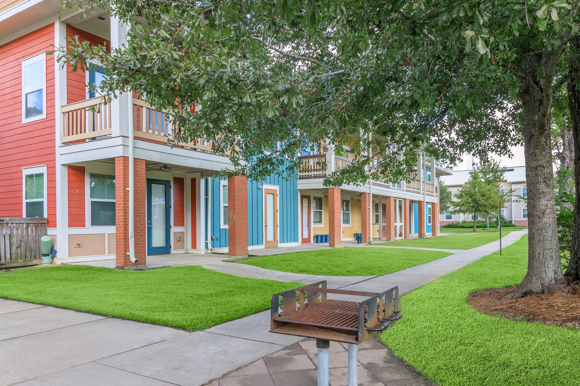 a bench in front of a house