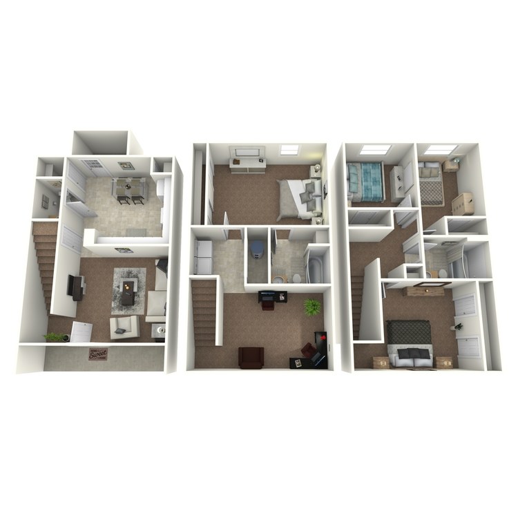 Floor plan image of 4 Bed 2.5 Bath Townhouse
