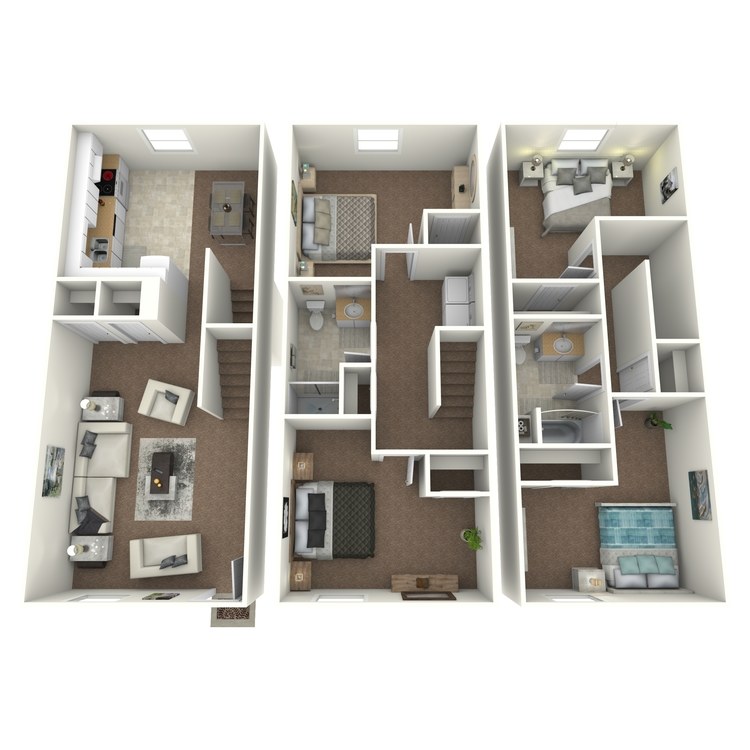Floor plan image of 4 Bed 2 Bath Townhouse