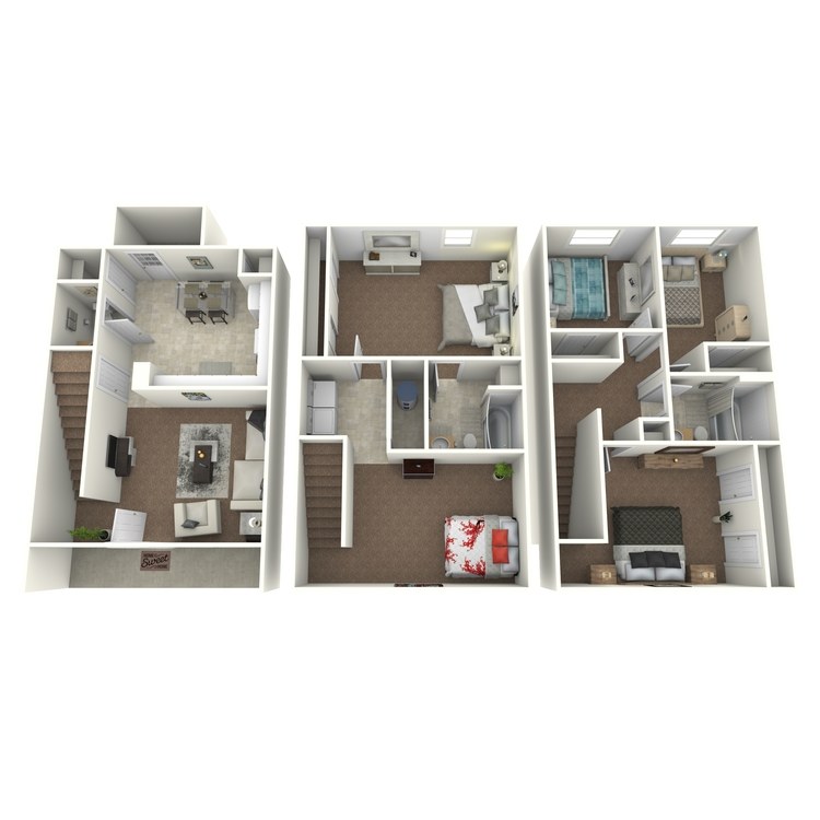 Floor plan image of 5 Bed 3 Bath Townhouse