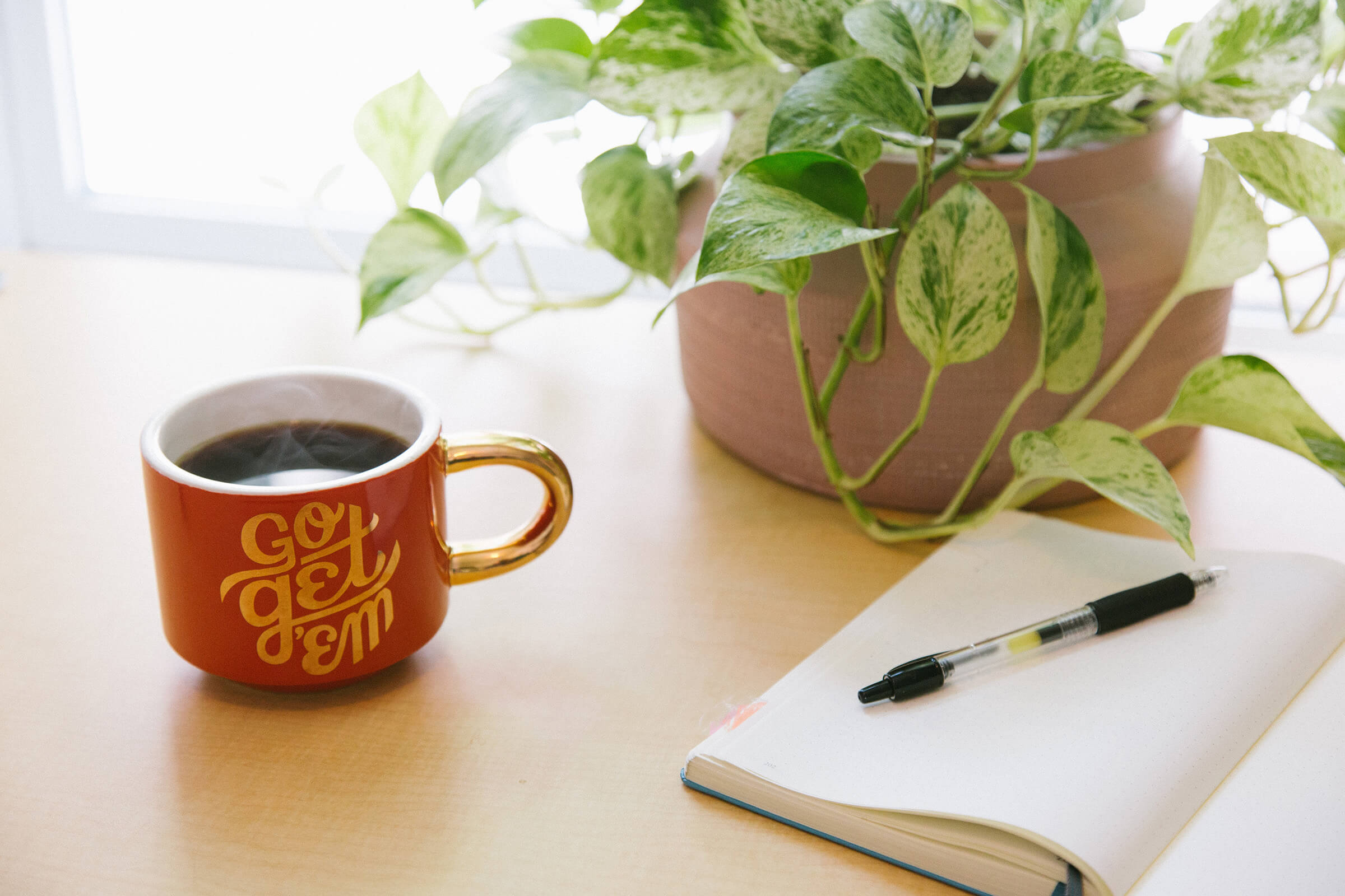 a cup of coffee on a table