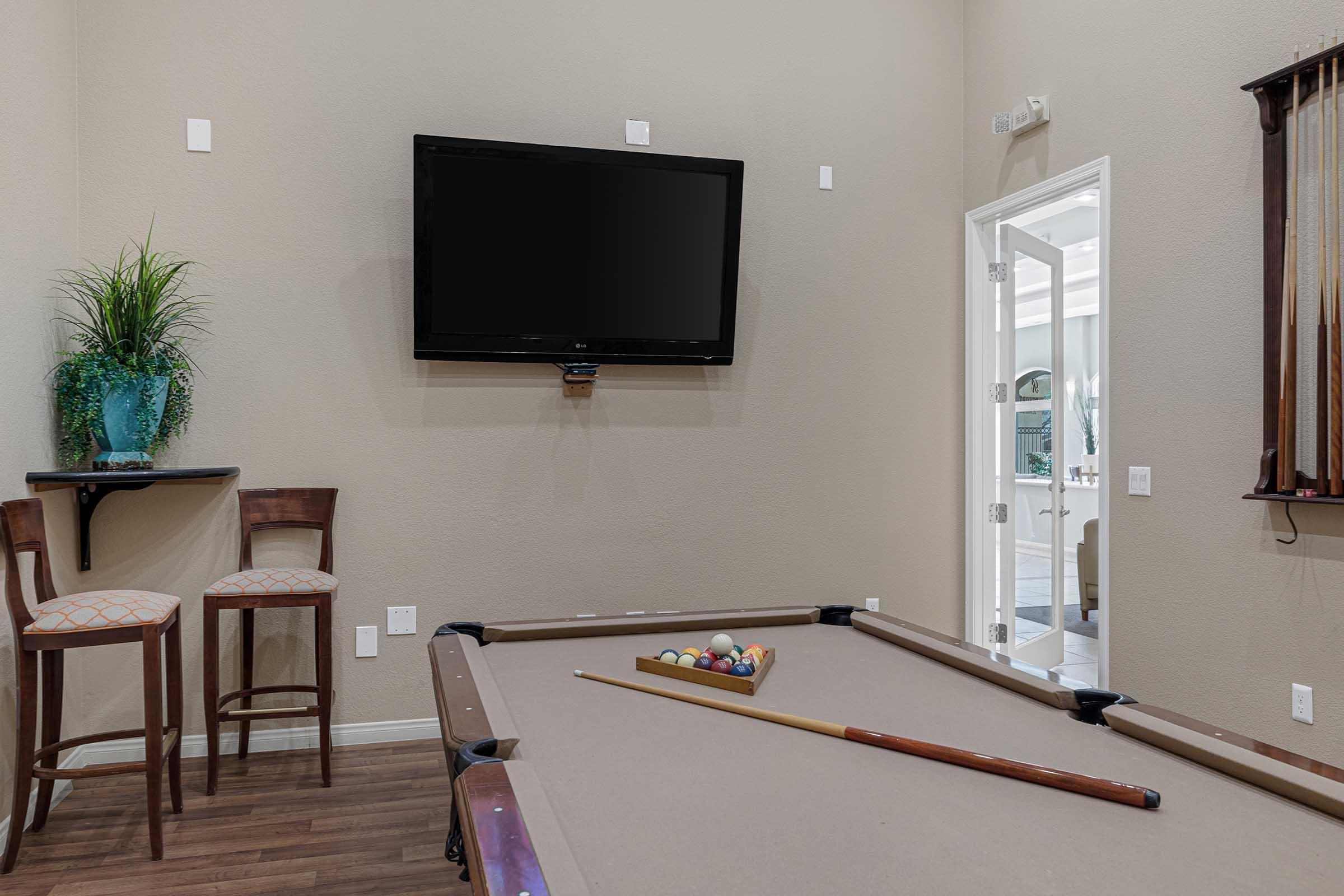 pool table and tv