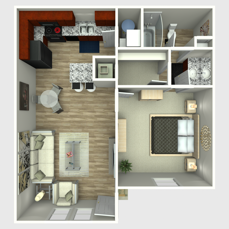 Floor plan image of 1 Bed 1 Bath