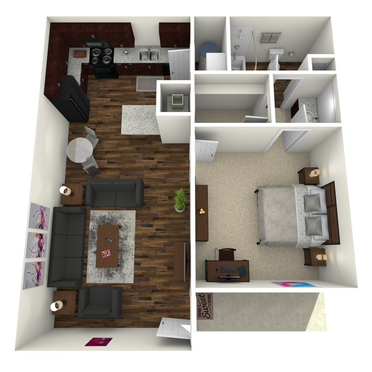 Floor plan image of 1 Bed 1 Bath