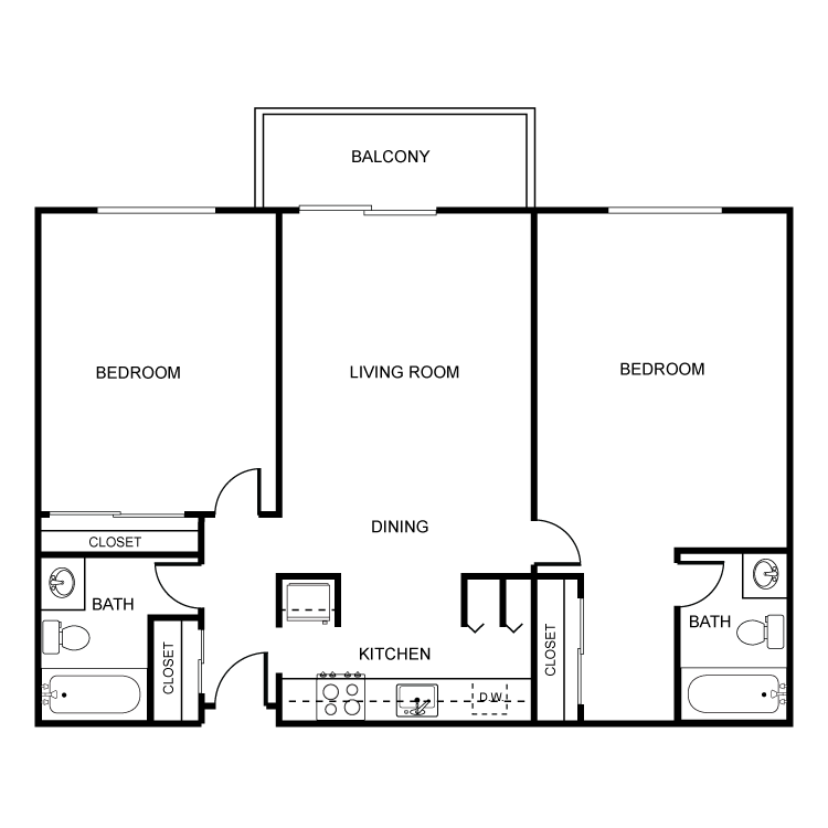 Floor plan image of 2 Bed 2 Bath