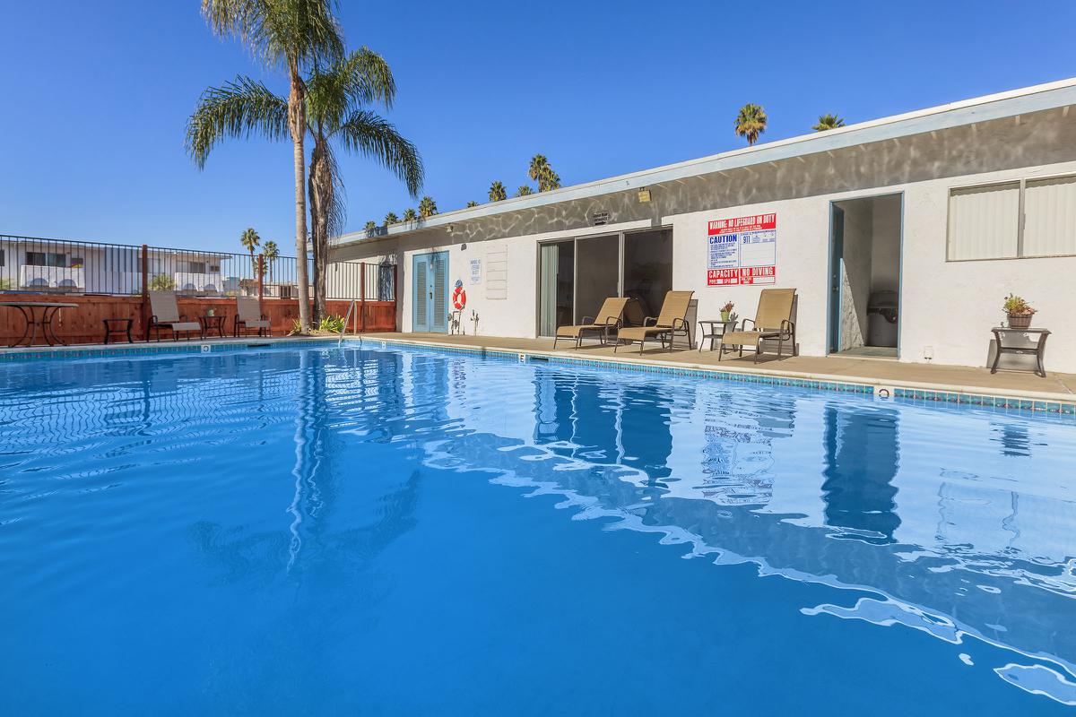 a building with a large pool of water