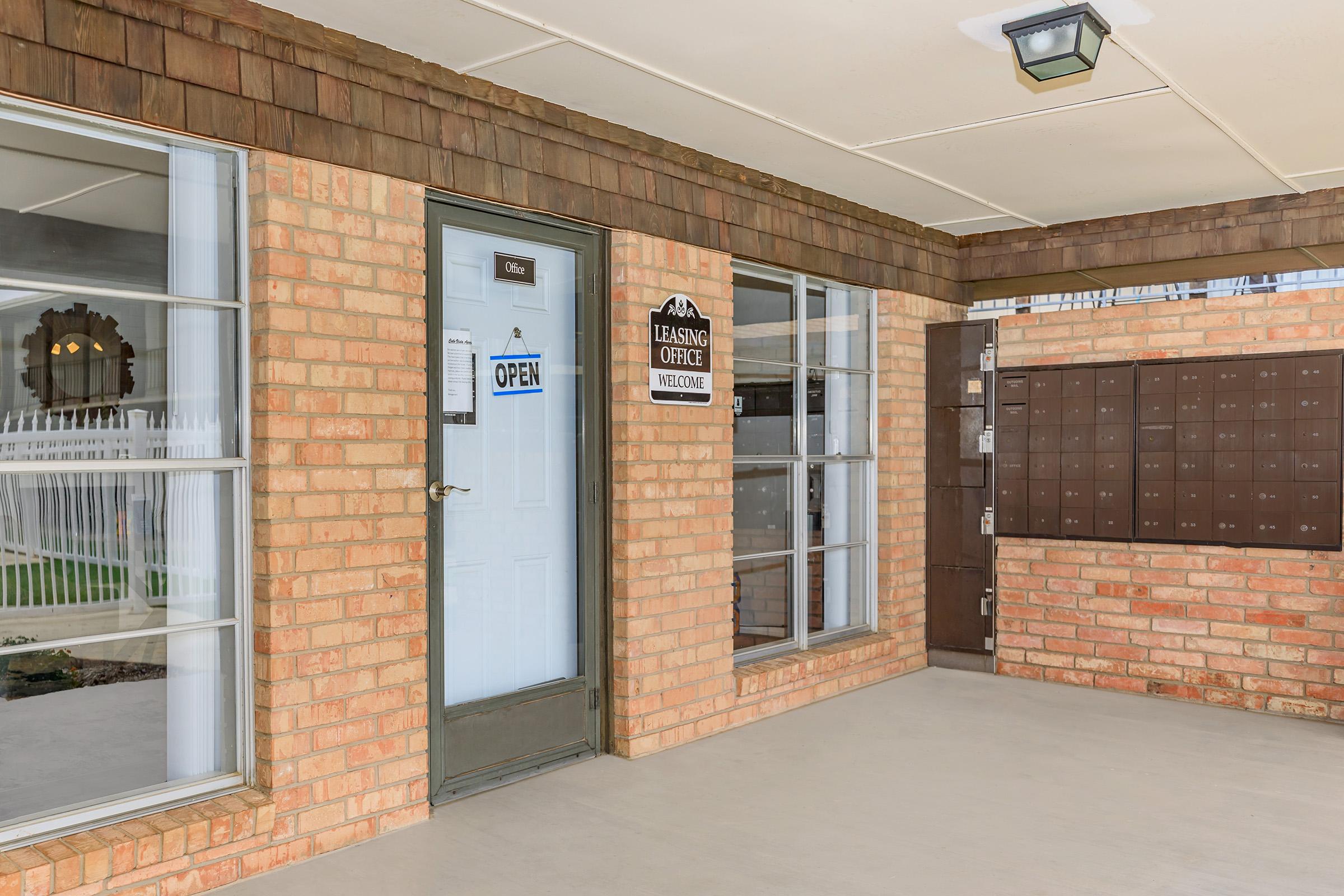 a store in a brick building