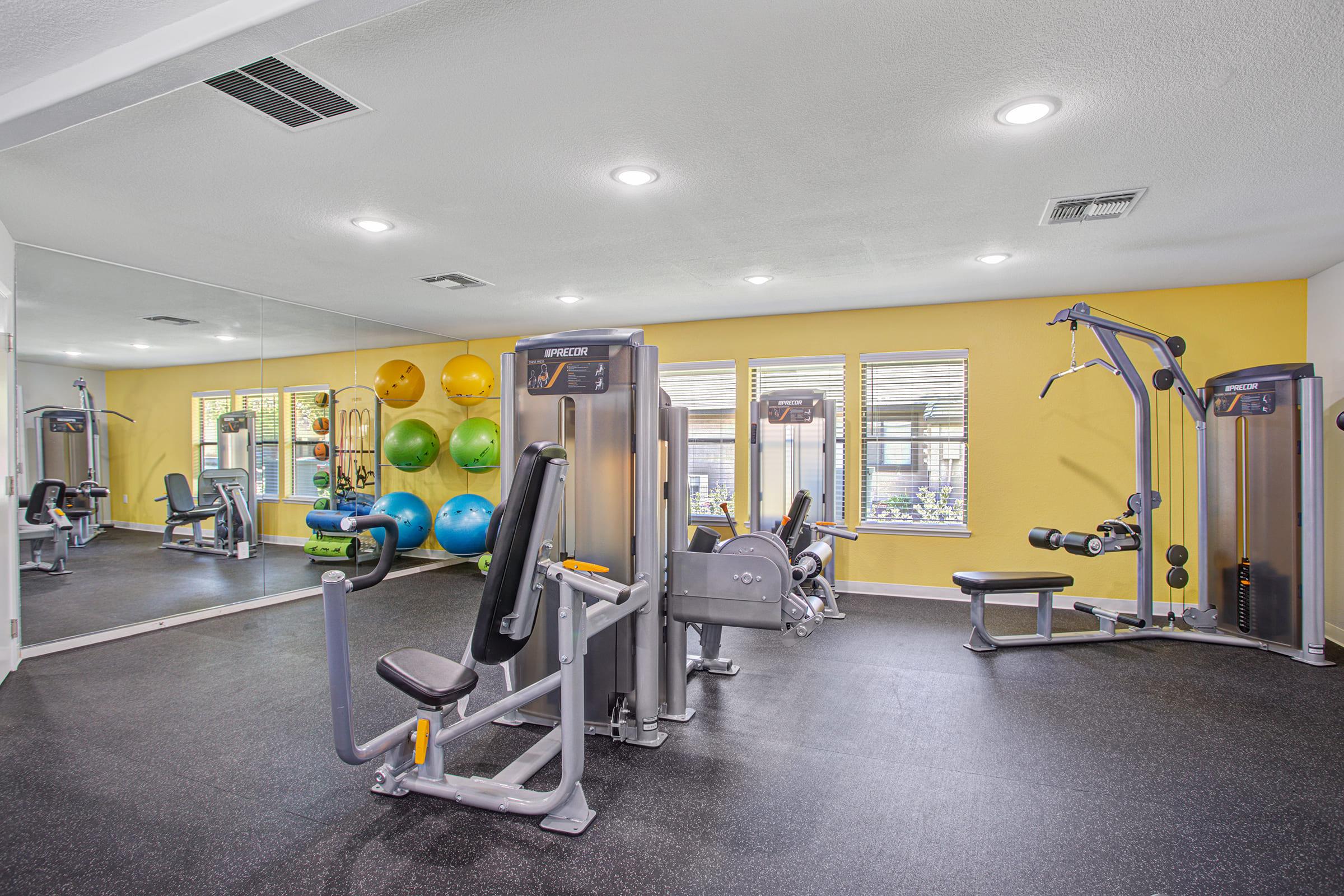 fitness center with weight machines