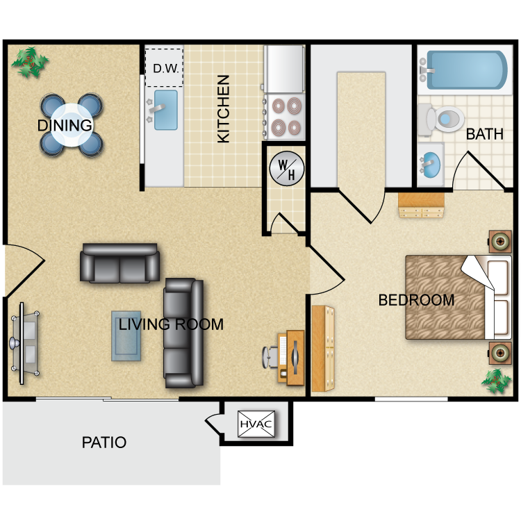 Floor plan image of Governor: 1BR 1BA