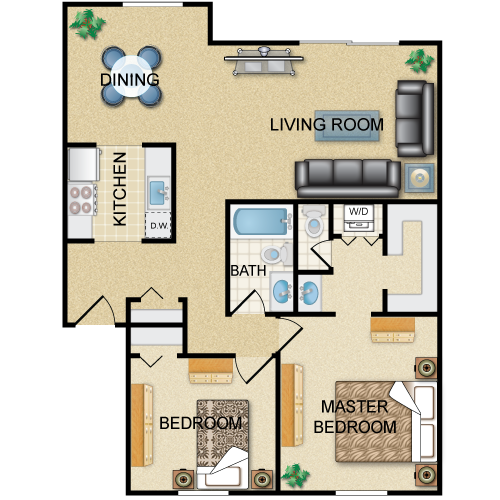 Floor plan image of Presidential: 2BR 1.5BA