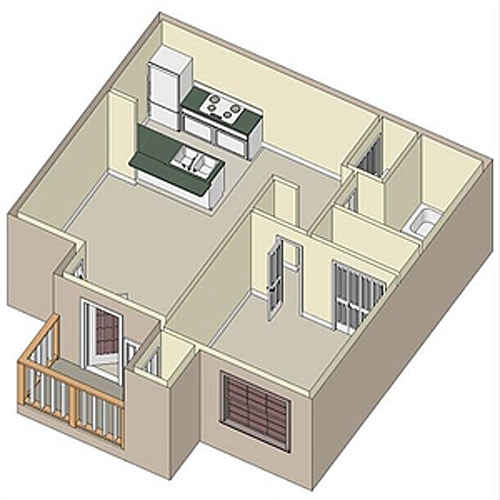 Floor plan image of 1 Bed 1 Bath