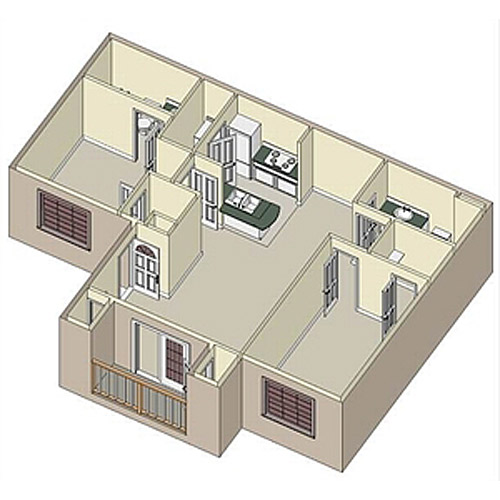 Floor plan image of 2 Bed 2 Bath