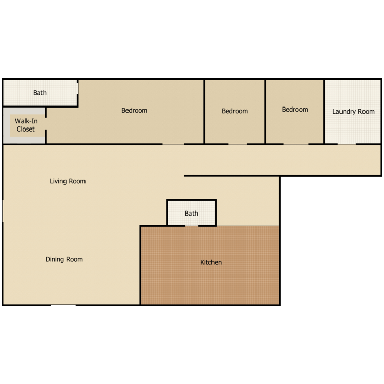 Floor plan image of Three Bedroom Flat