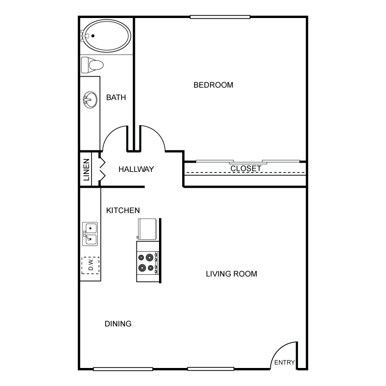 Floor plan image of 1 Bed 1 Bath