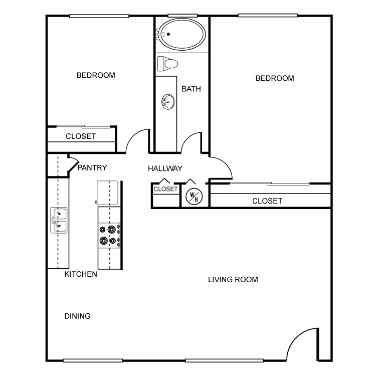 Floor plan image of 2 Bed 1 Bath