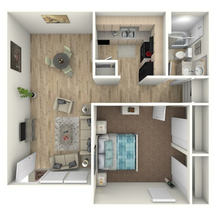 Floor plan image of 1 Bed 1 Bath
