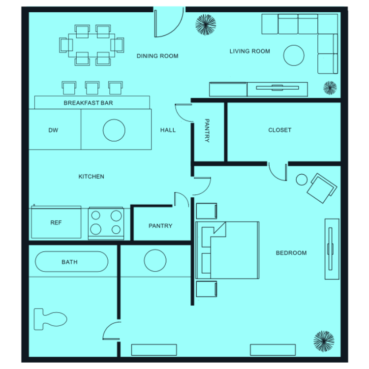 Floor plan image of 1 Bed 1 Bath A