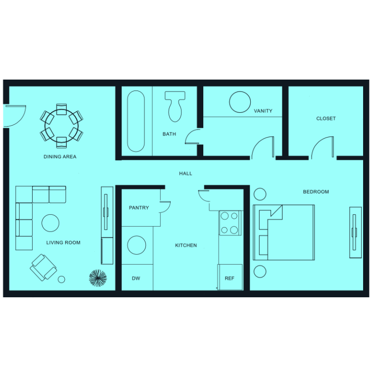 Floor plan image of 1 Bed 1 Bath B