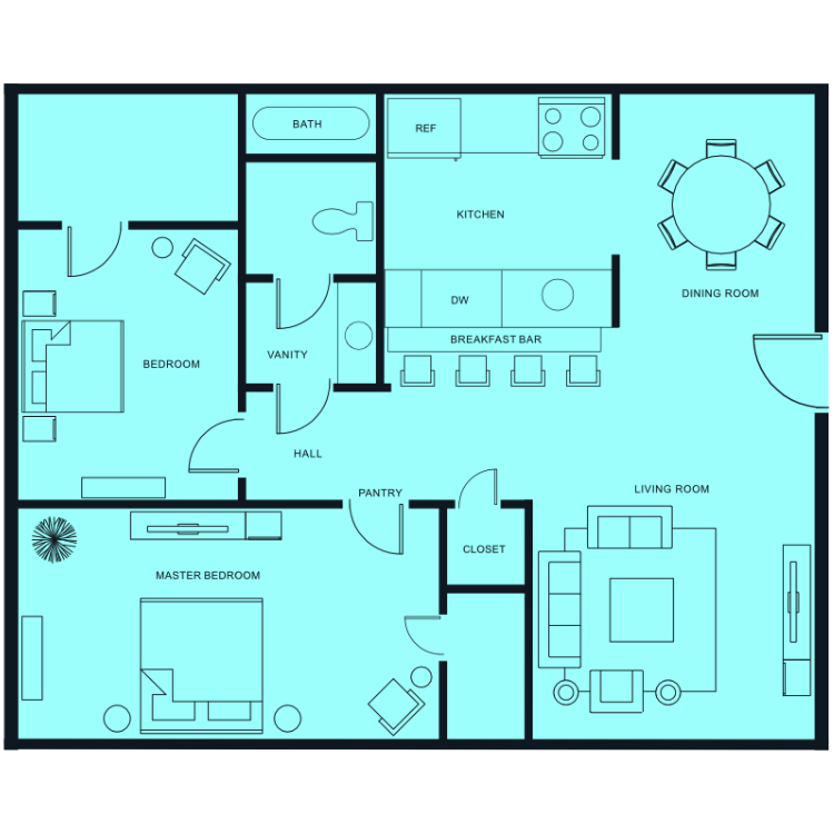 Floor plan image of 2 Bed 1 Bath