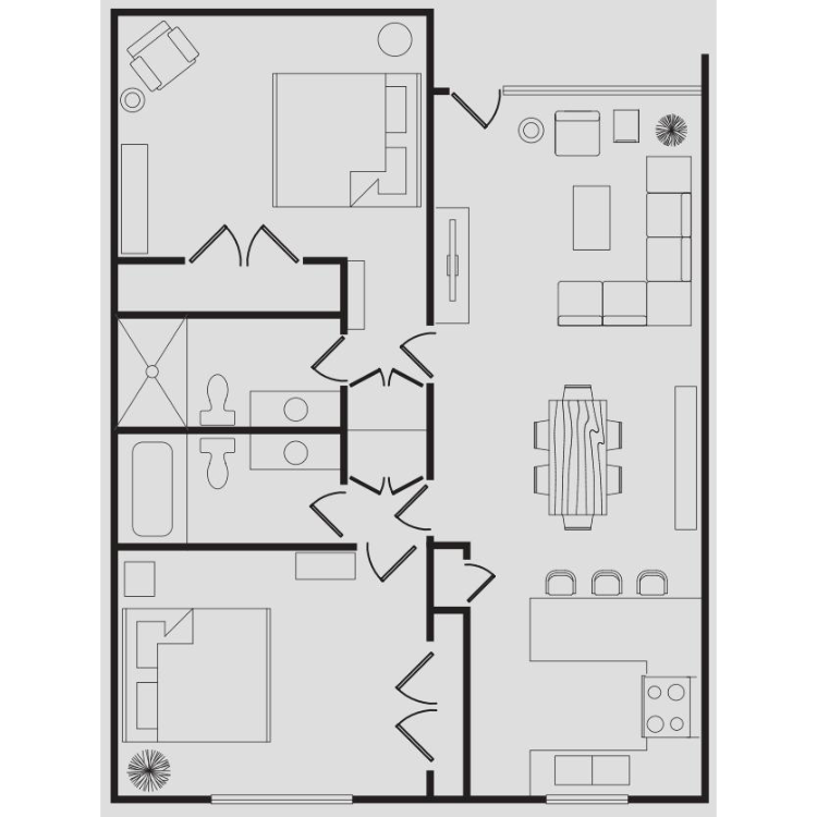 Floor plan image of The Modern Two Bedroom B