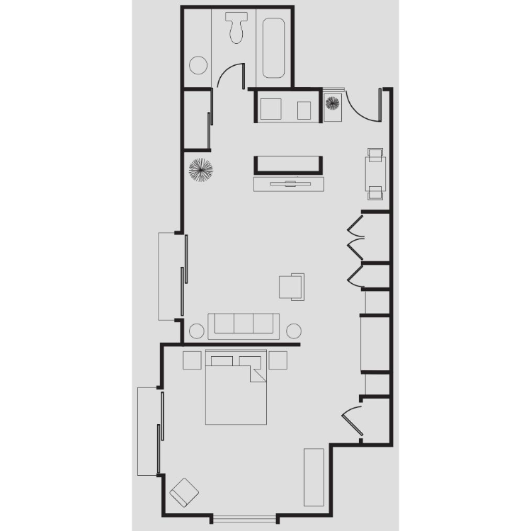 Floor plan image of The Tower One Bedroom