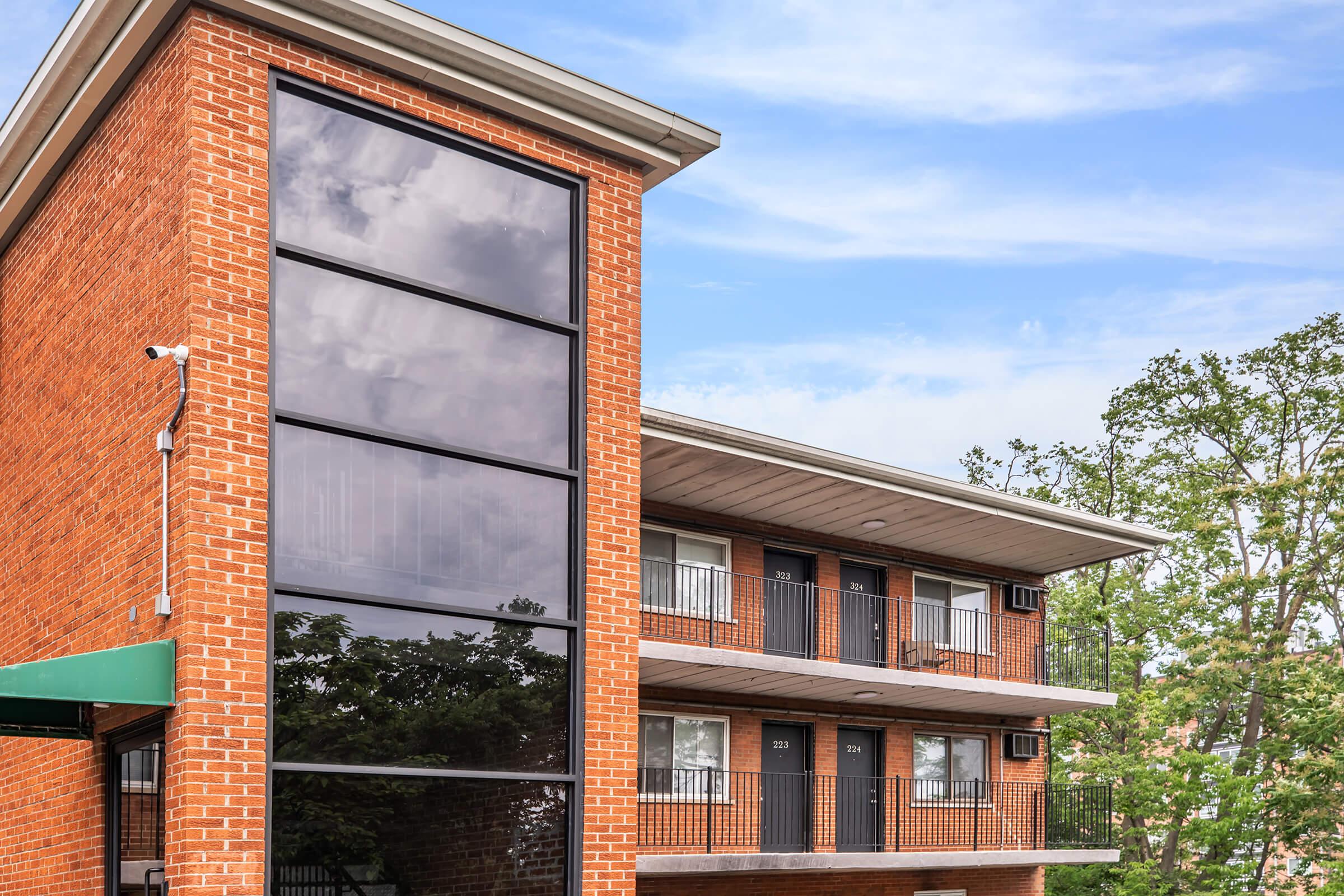 a close up of a brick building