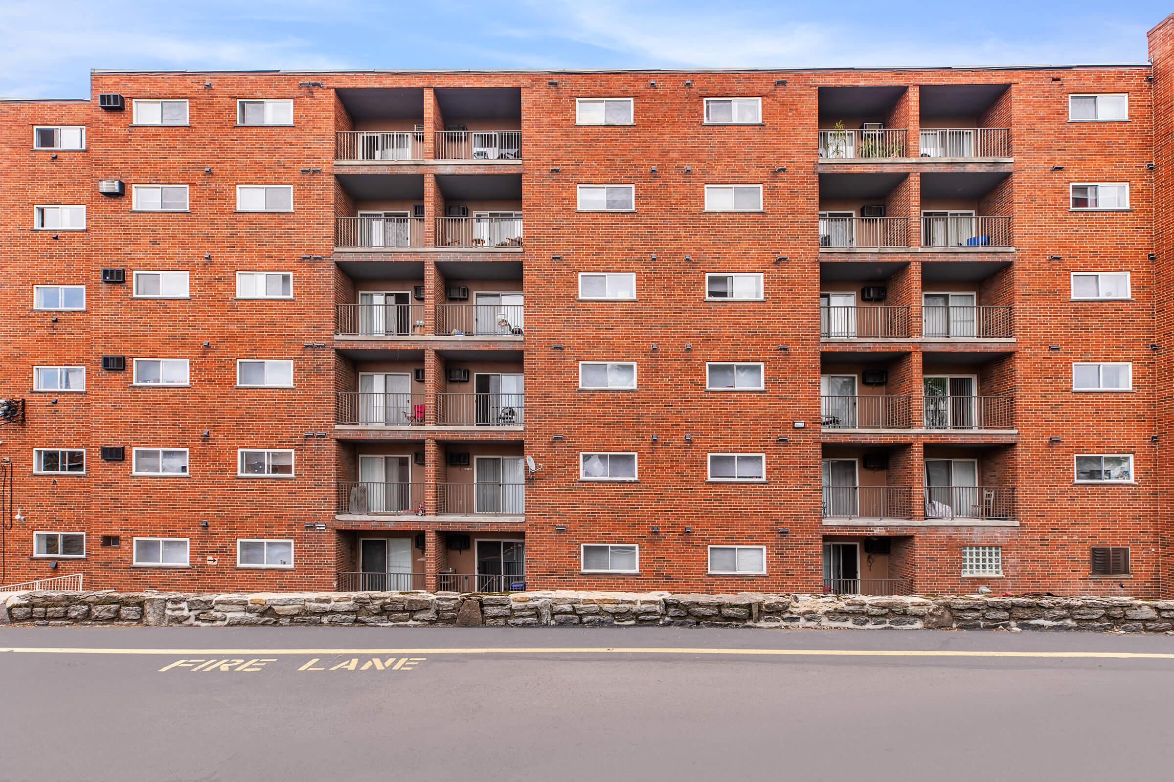 a close up of a brick building