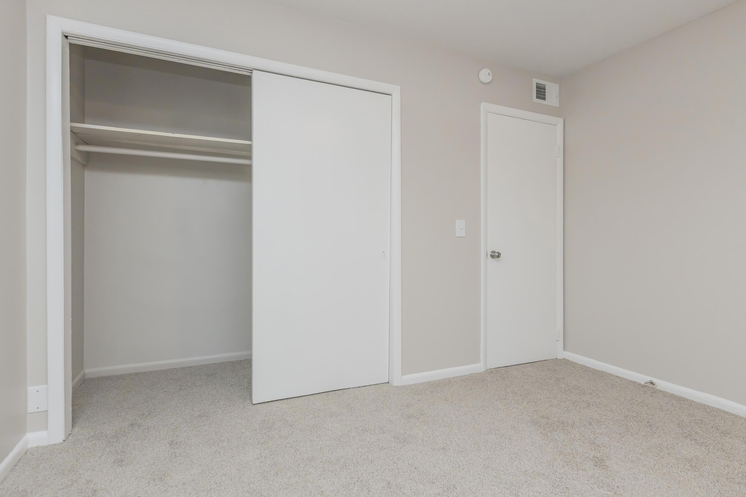 Bedroom closet in The Nash apartment.