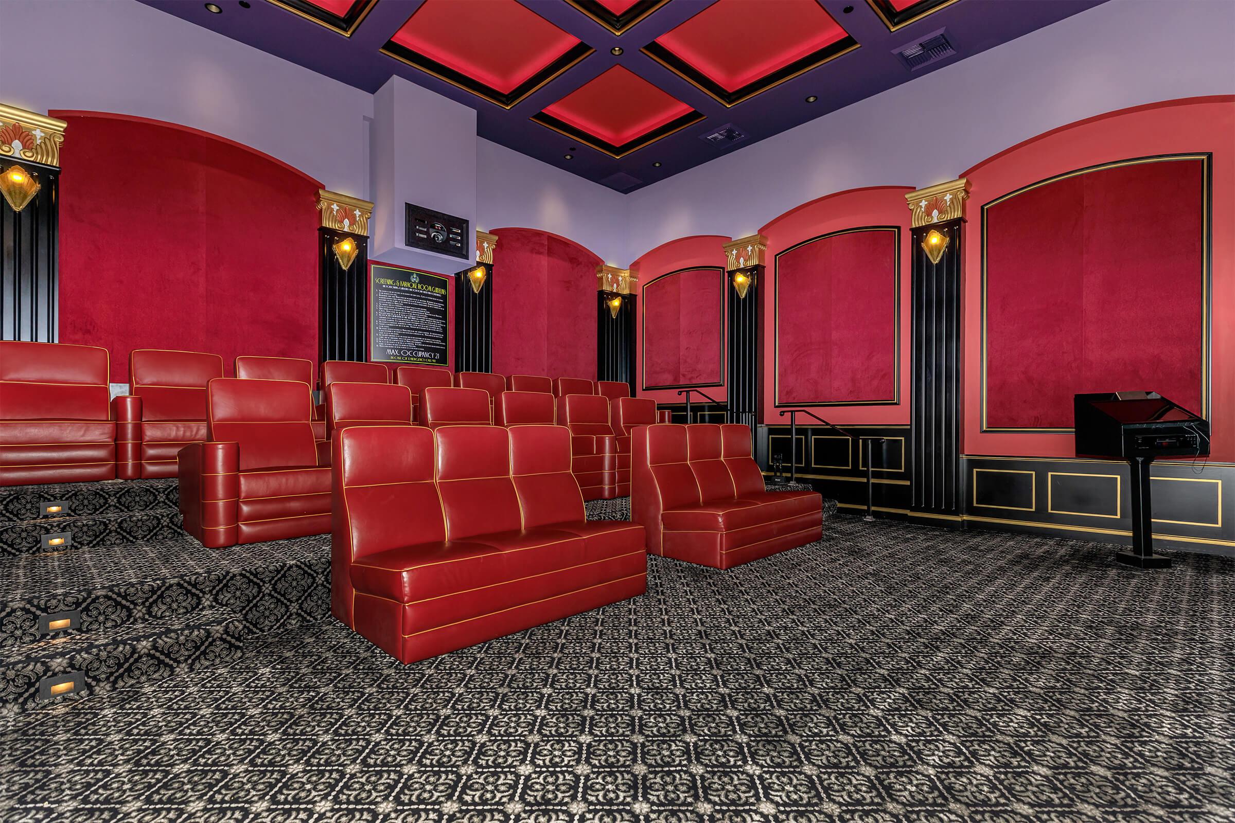 a large red chair in a room