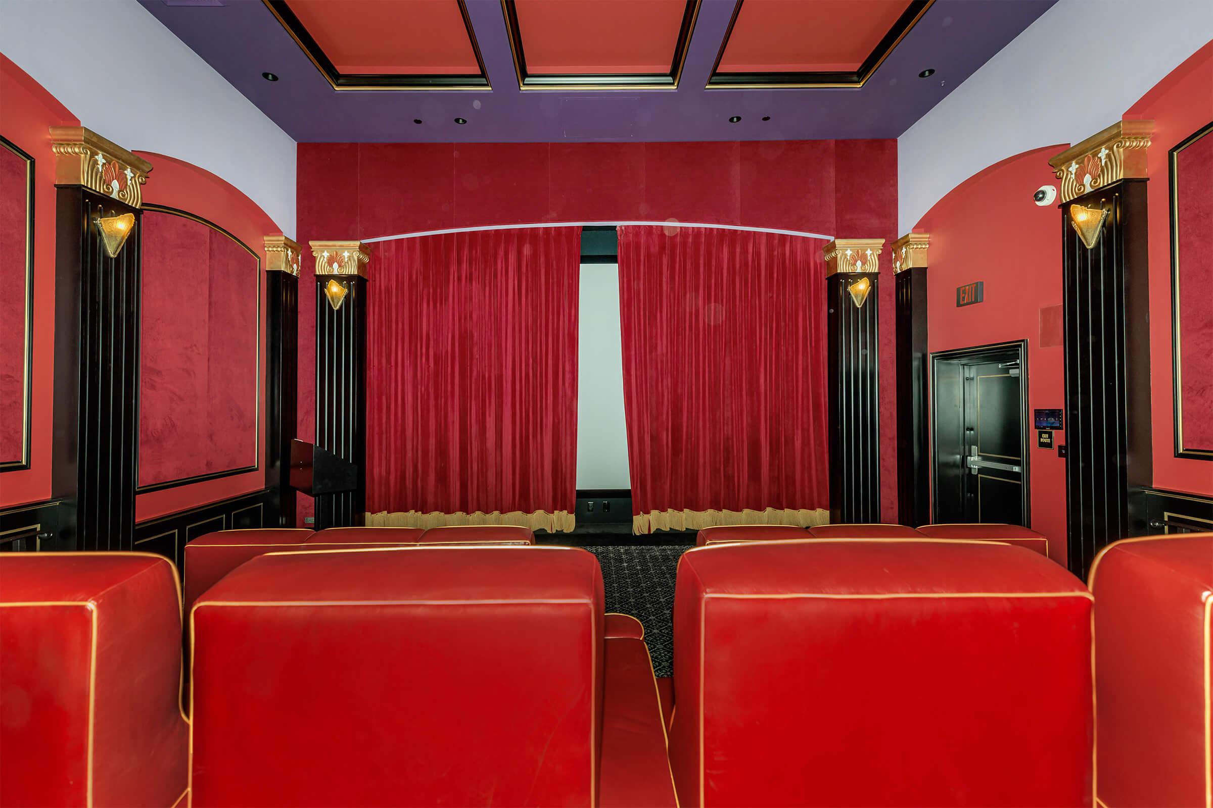 a large red chair in a room