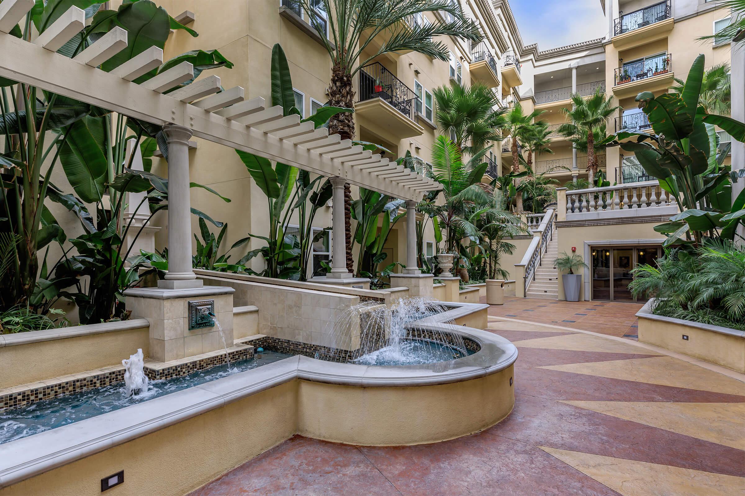 fountains and garden courtyards