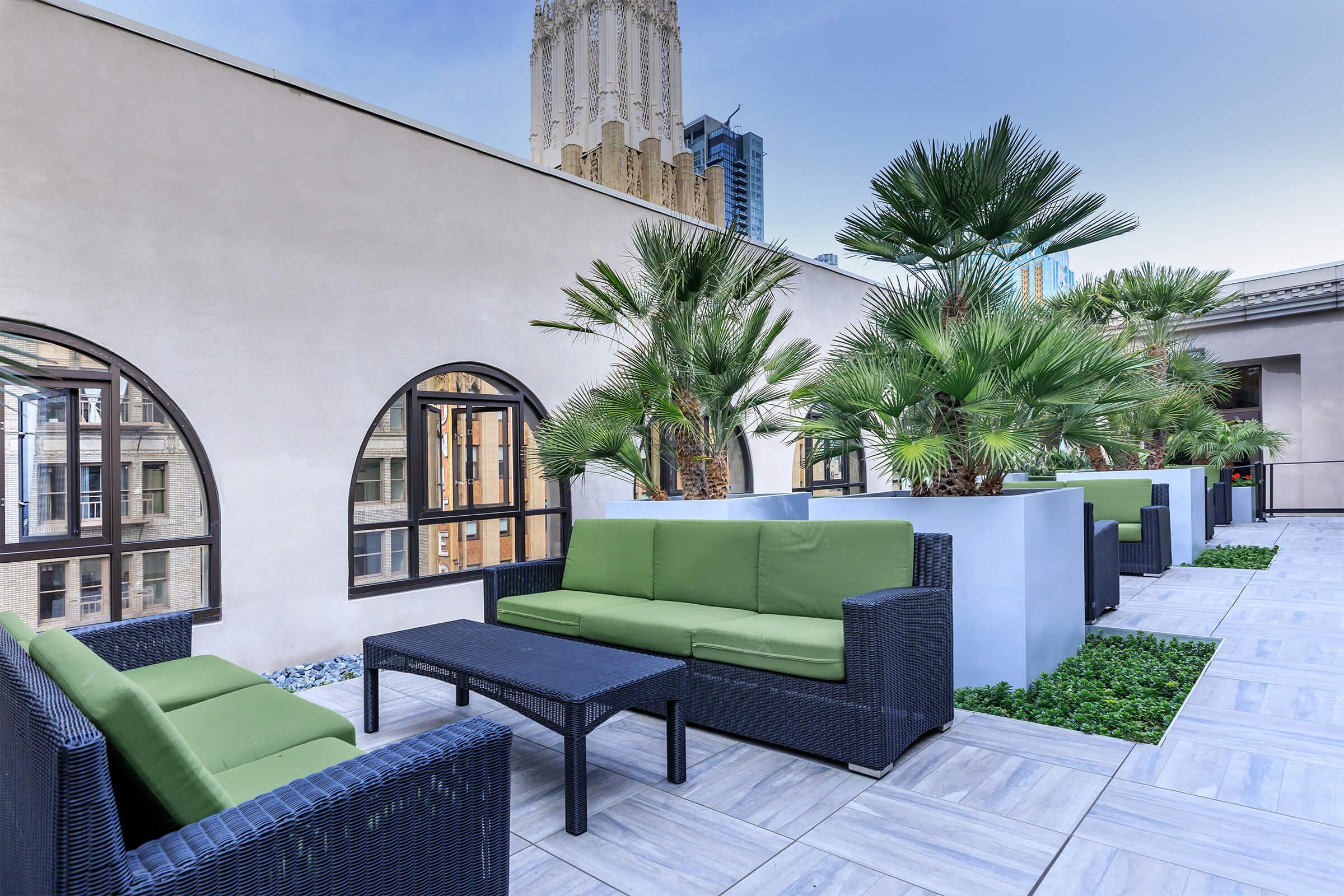 Rooftop outdoor lounge Broadway Palace DTLA