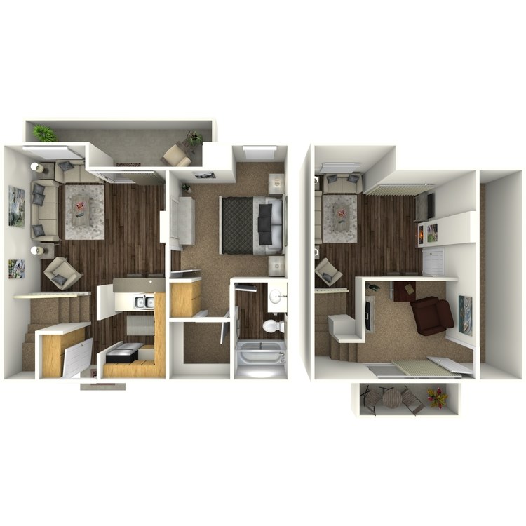 Floor plan image of 1 Bed 1 Bath Loft C2