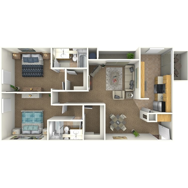Floor plan image of 2 Bed 2 Bath A1
