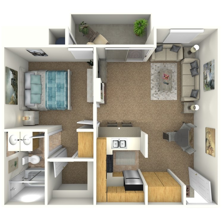 Floor plan image of 1 Bed 1 Bath C3