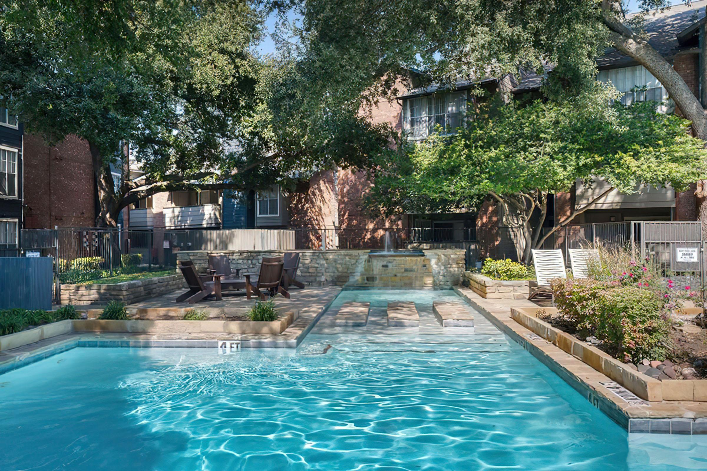 a small house in a pool of water