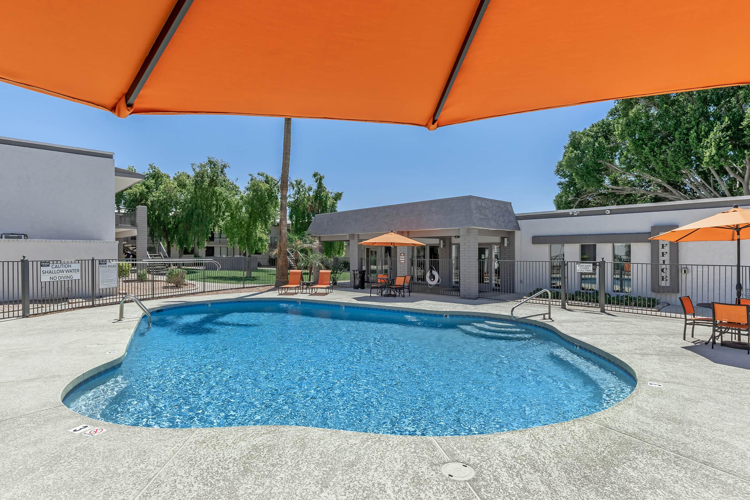 a blue and orange umbrella