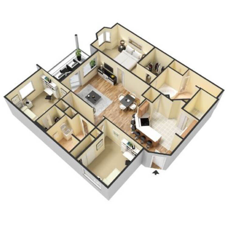 Floor plan image of 3B