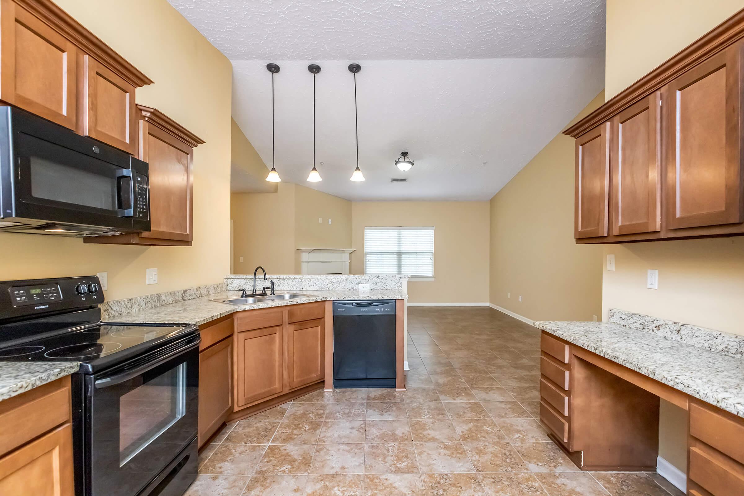 Custom cabinetry and granite countertops