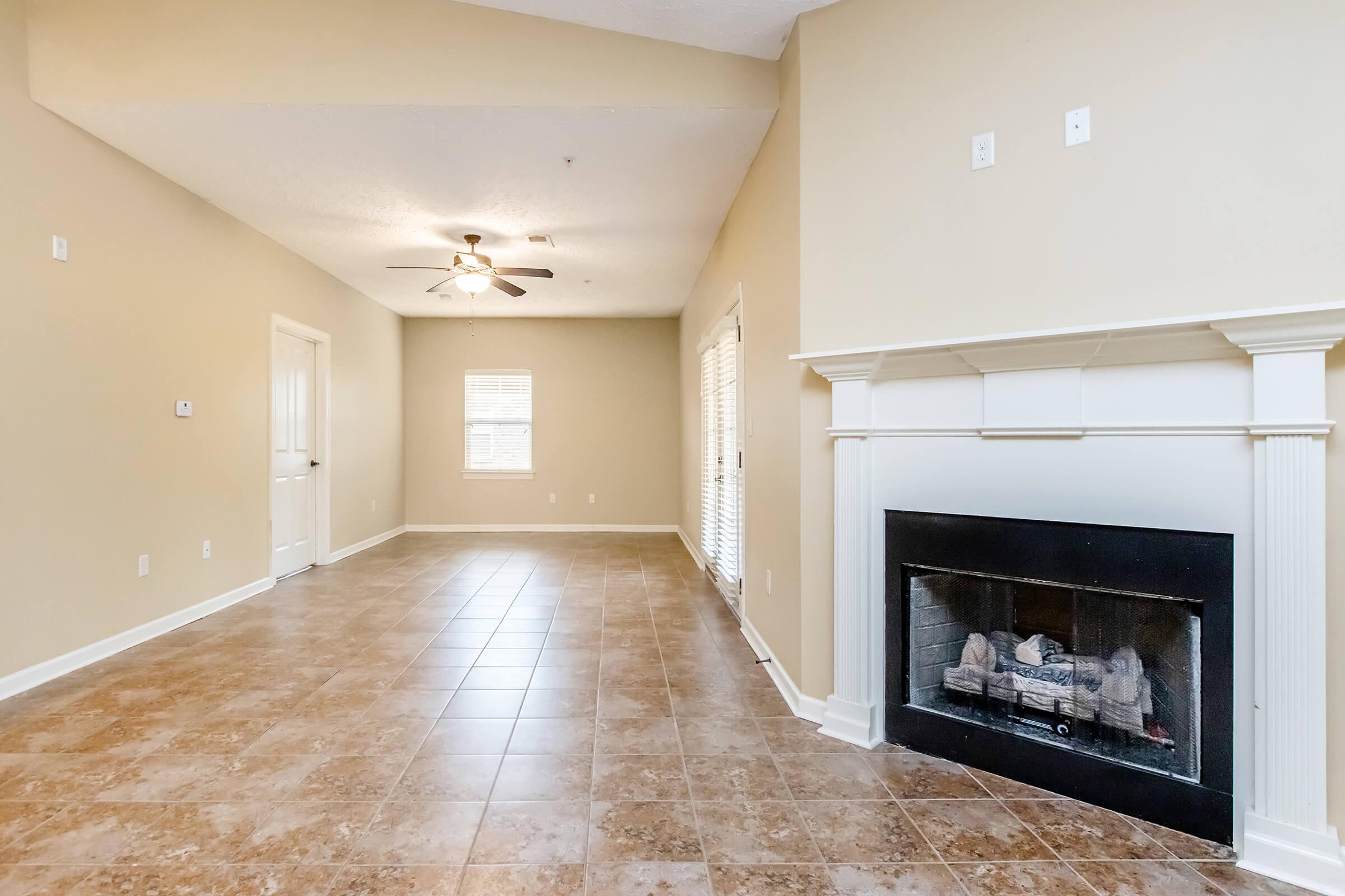 Fireplace and living area at Stonewater Place Apartments