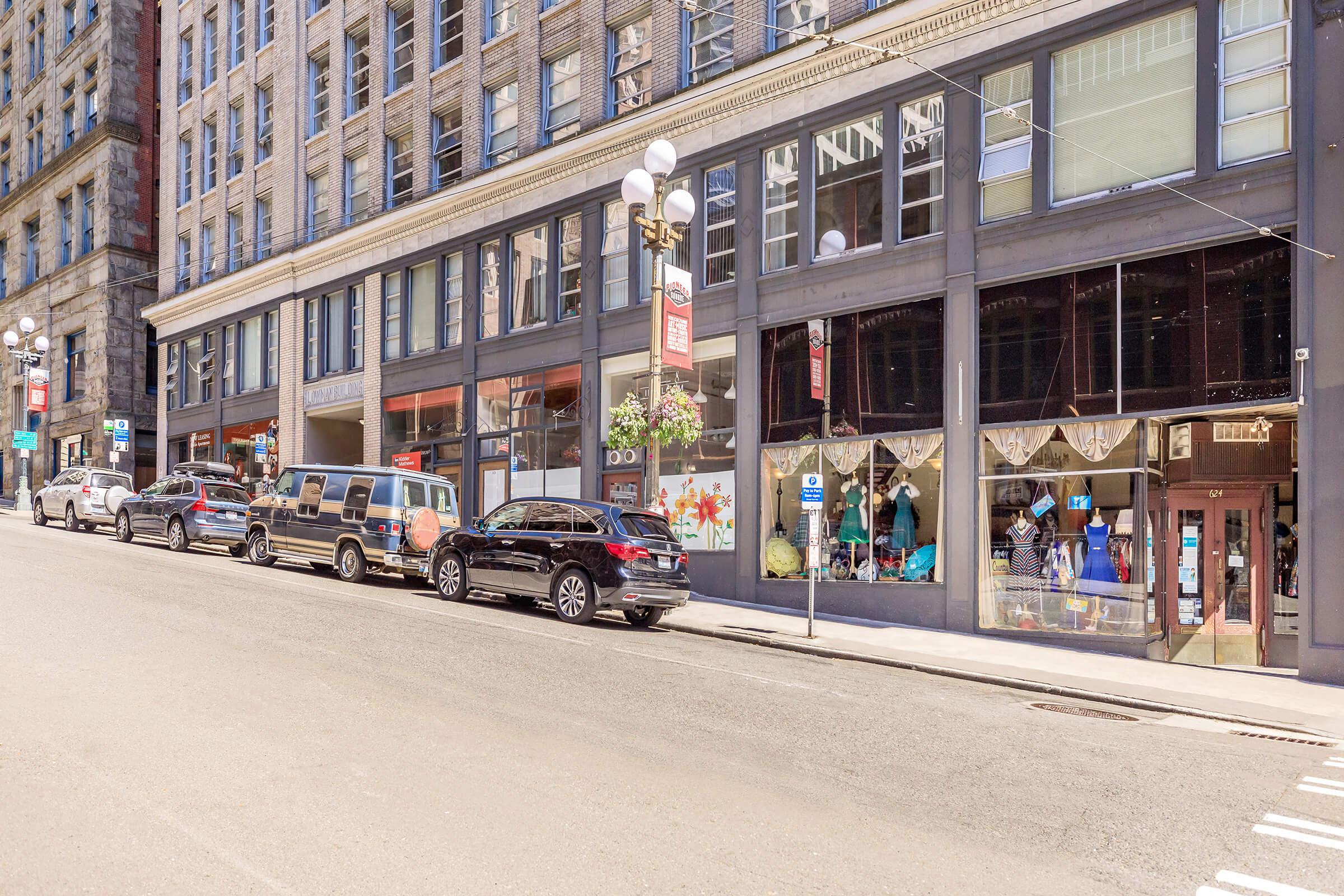 a group of people on a city street