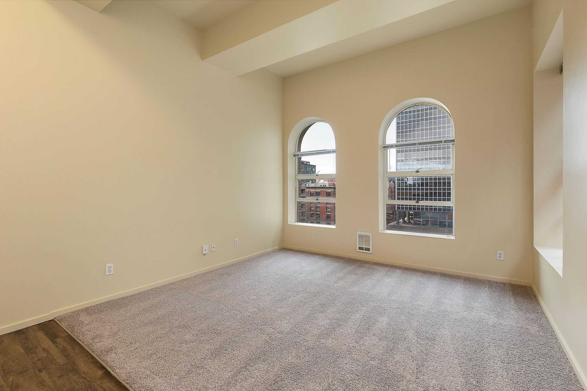 a room with a large window