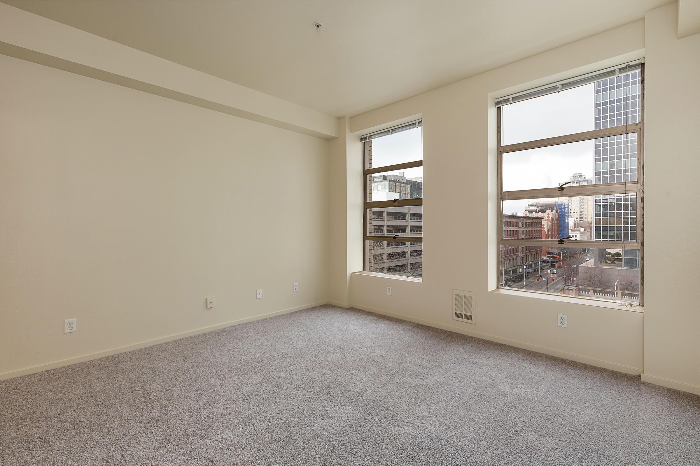 a room with a large window