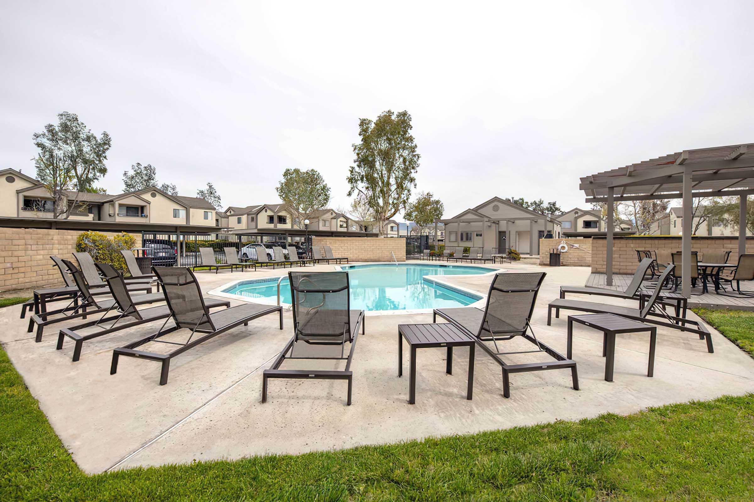 pool with lounge seating