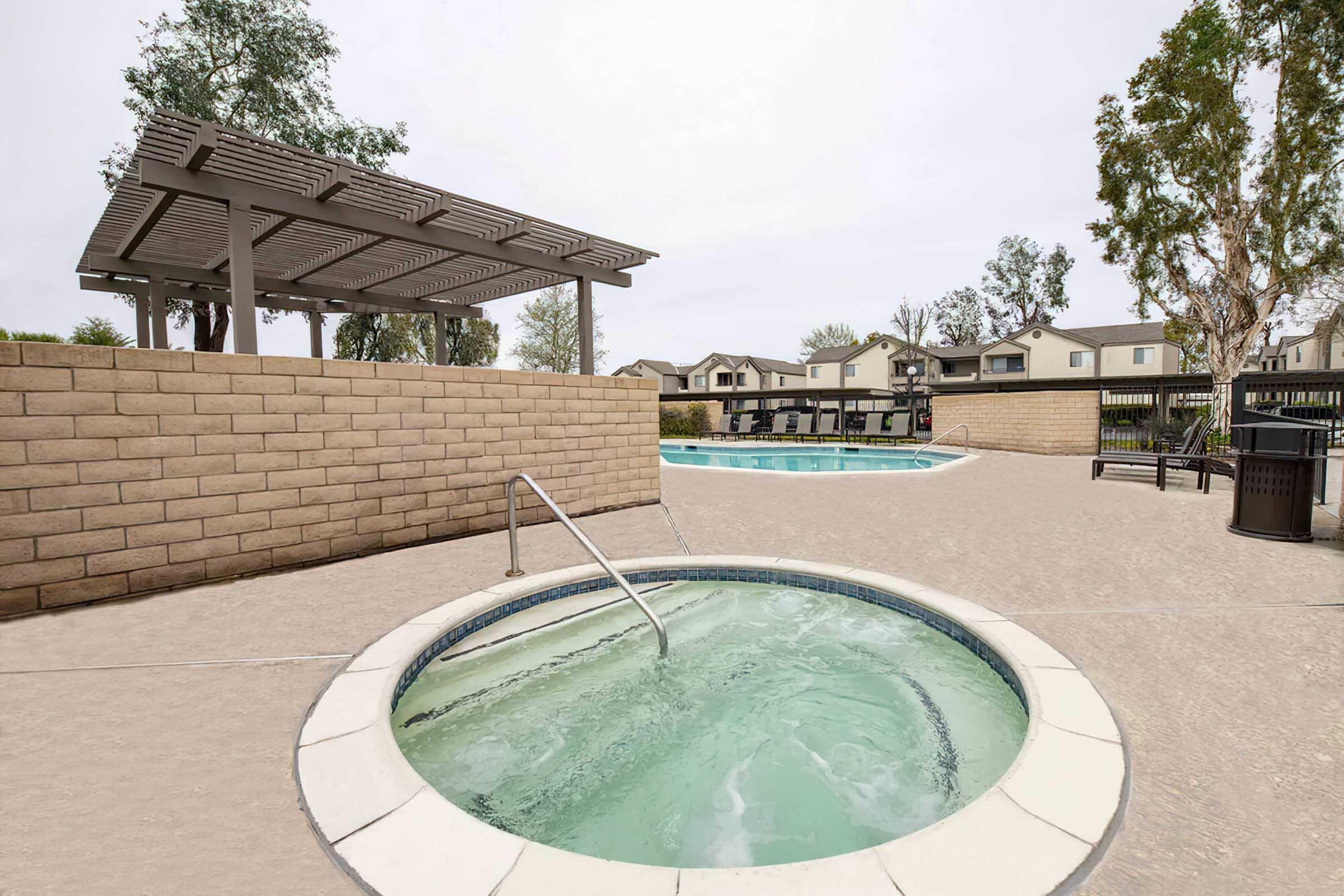 spa with pool view